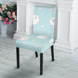 White Cute Hamsters Heart Pattern Dining Chair Slipcover
