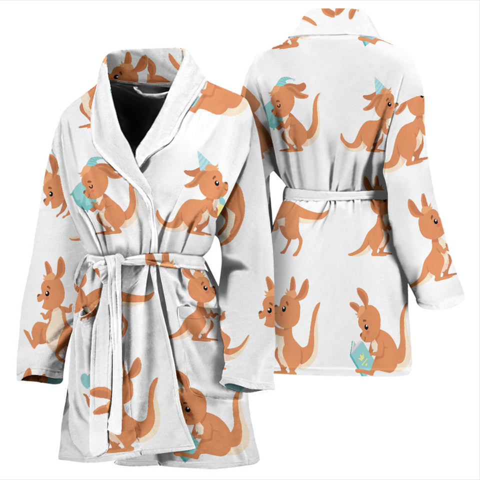 Cute Kangaroo Pattern Women'S Bathrobe