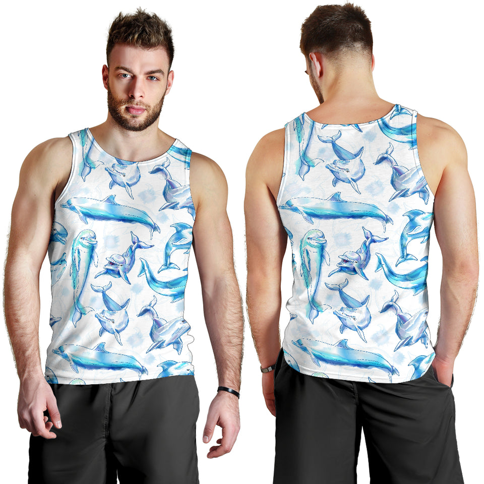 Watercolor dolphin pattern Men Tank Top