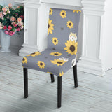 Cute Hamster Sunflower Pattern Background Dining Chair Slipcover
