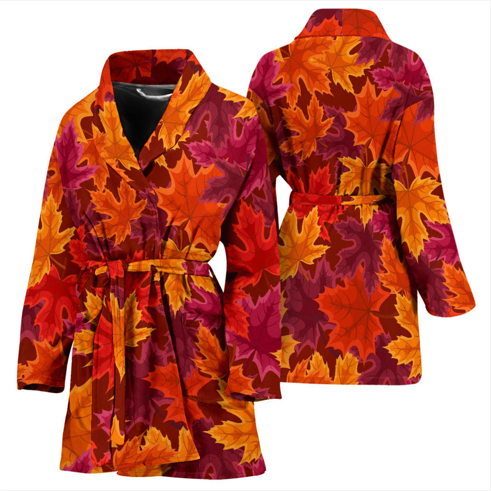 Autumn Maple Leaf Pattern Women'S Bathrobe