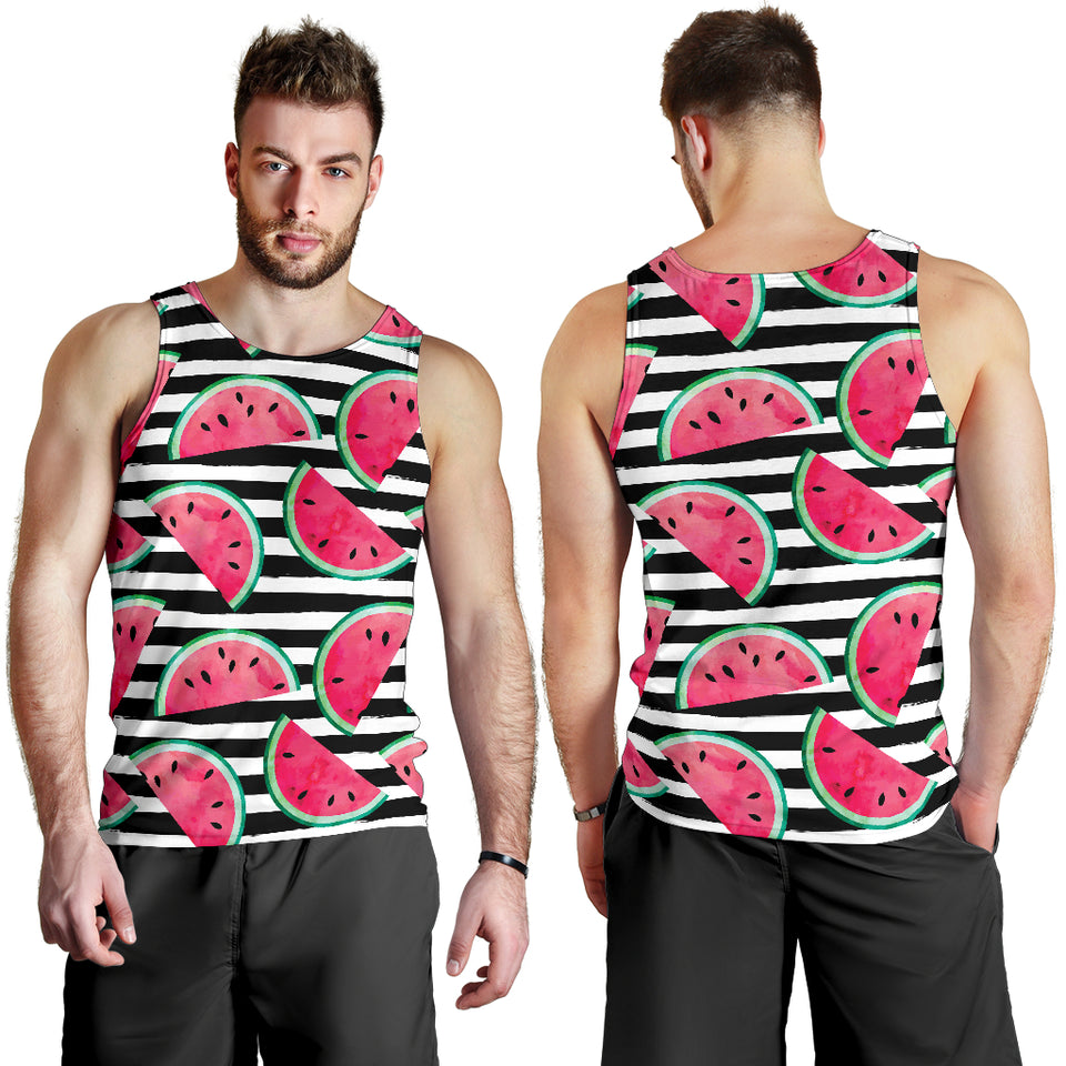 Watercolor paint textured watermelon pieces Men Tank Top