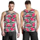 Watercolor paint textured watermelon pieces Men Tank Top