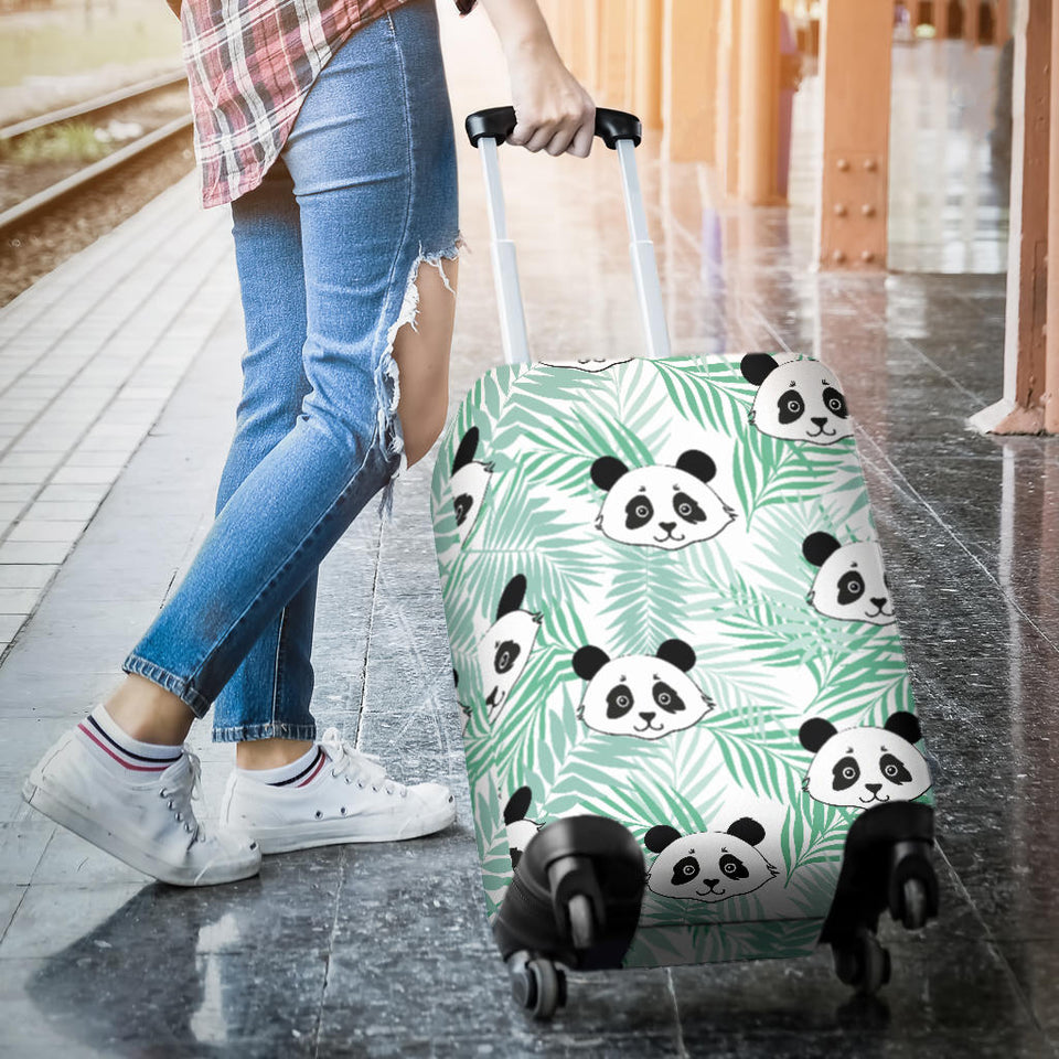 Panda Pattern Tropical Leaves Background Luggage Covers