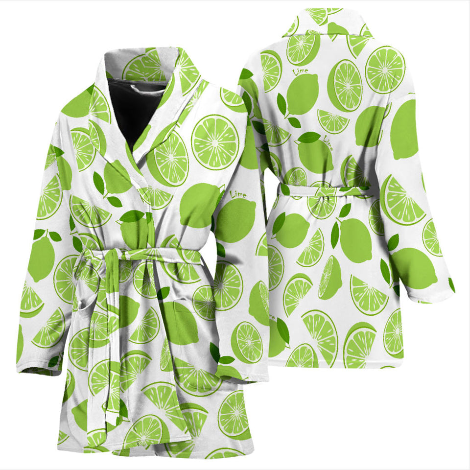 Lime Design Pattern Women'S Bathrobe