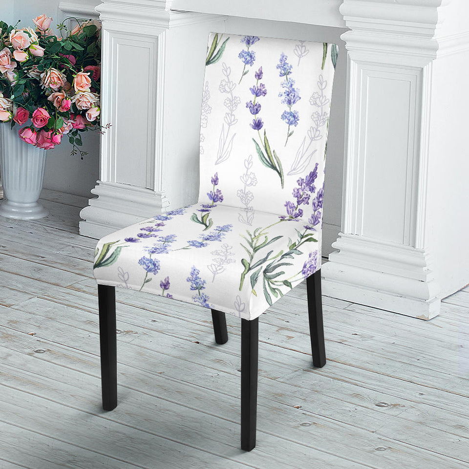 Hand Painting Watercolor Lavender Dining Chair Slipcover