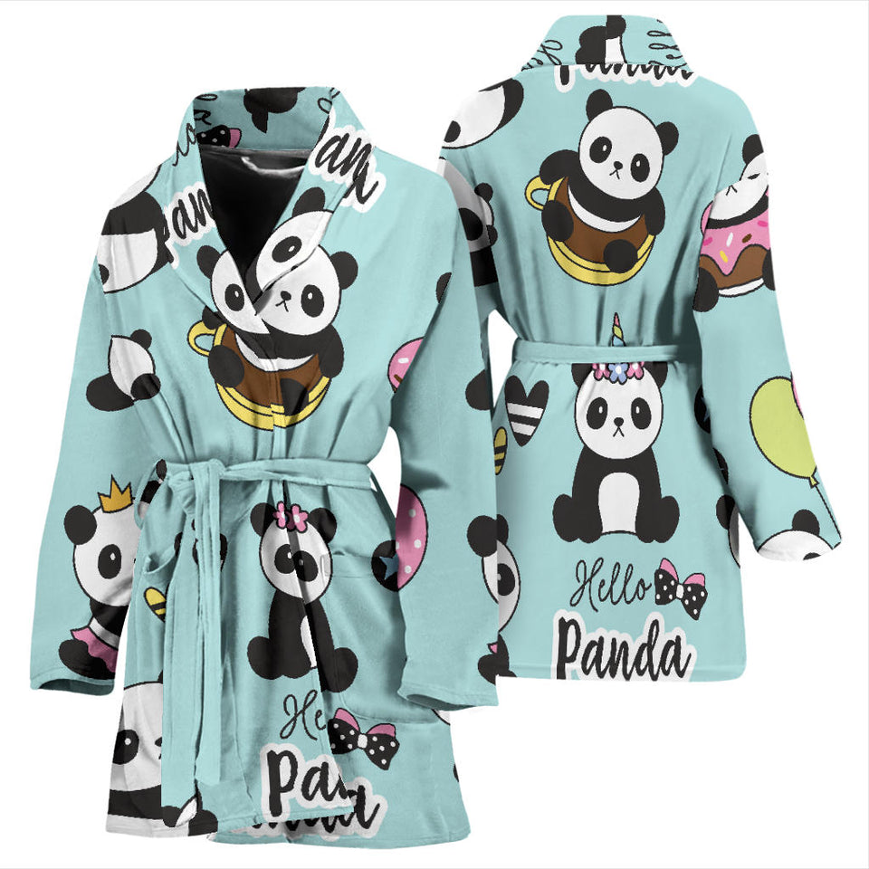 Cute Baby Panda Pattern Women'S Bathrobe