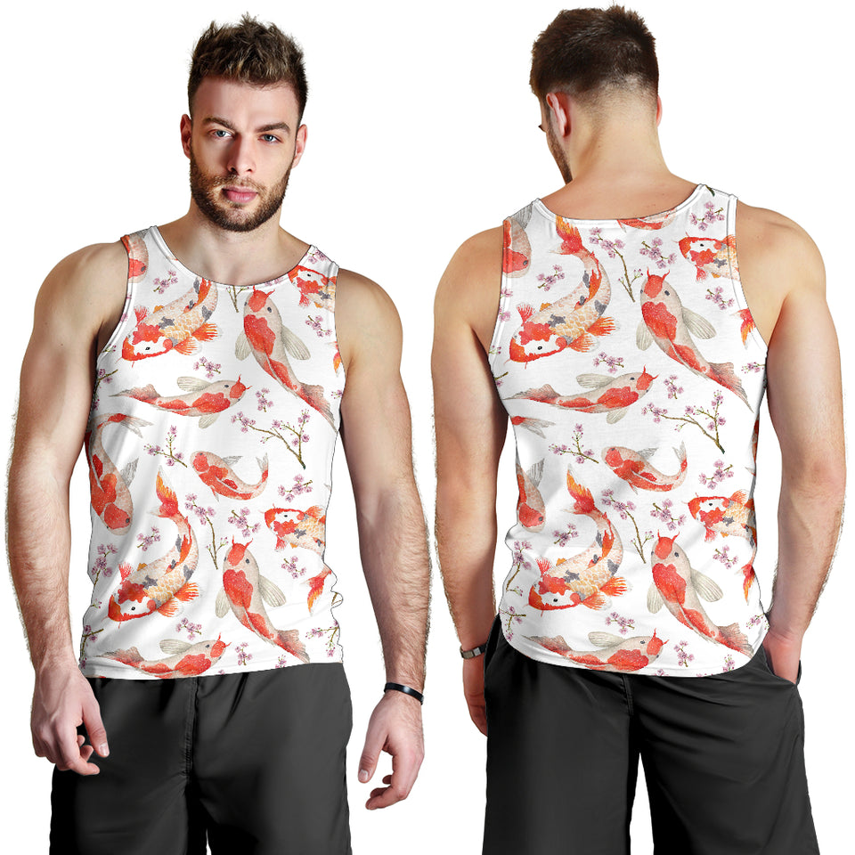 Watercolor Koi Fish Carp Fish pattern Men Tank Top