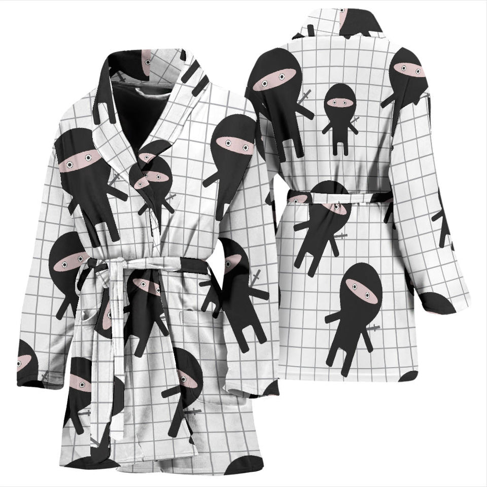 Ninja Pattern Plaid Background Women'S Bathrobe