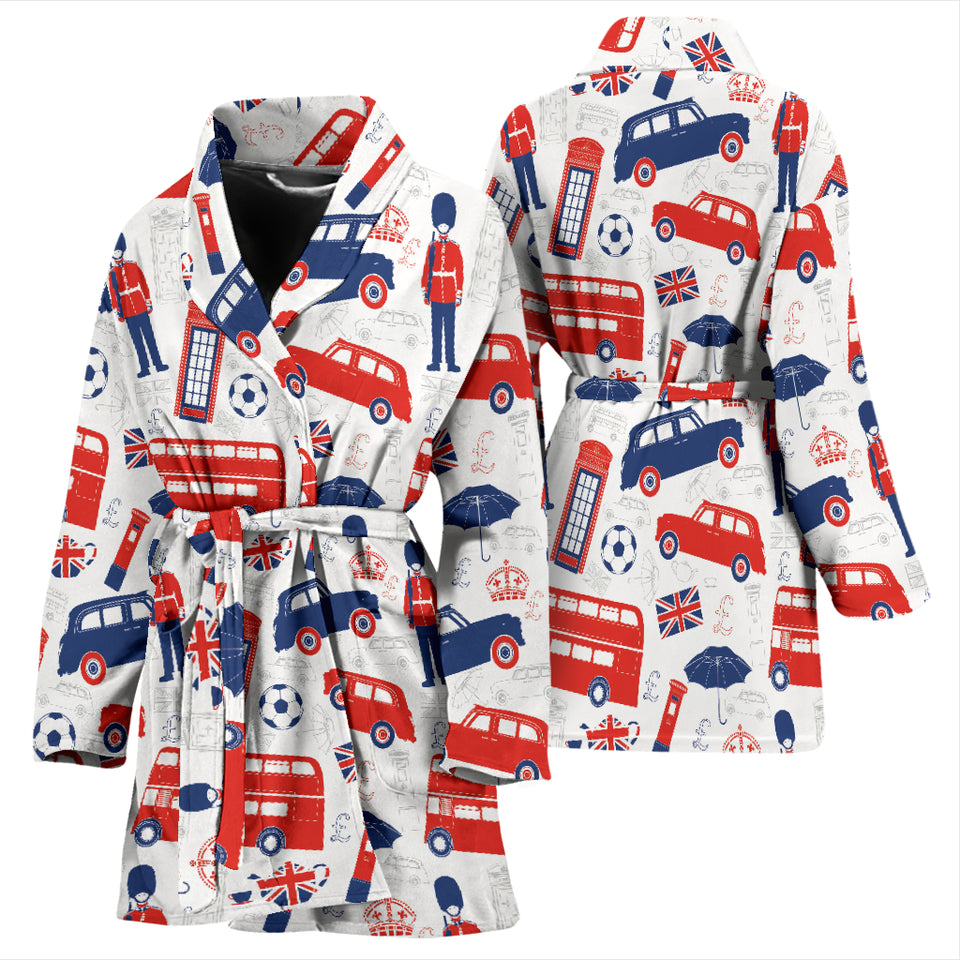 British Pattern Print Design 03 Women's Bathrobe