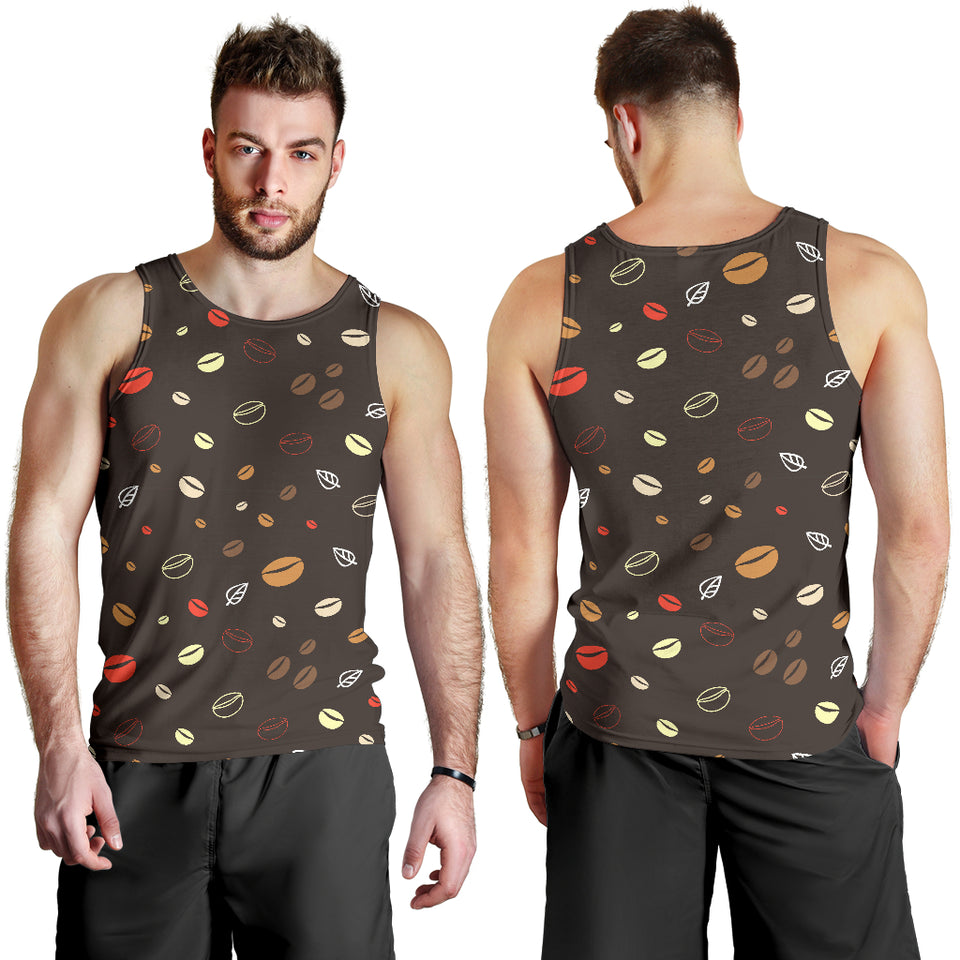 Coffee bean leave pattern Men Tank Top