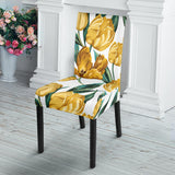 Yellow Tulips Pattern Dining Chair Slipcover
