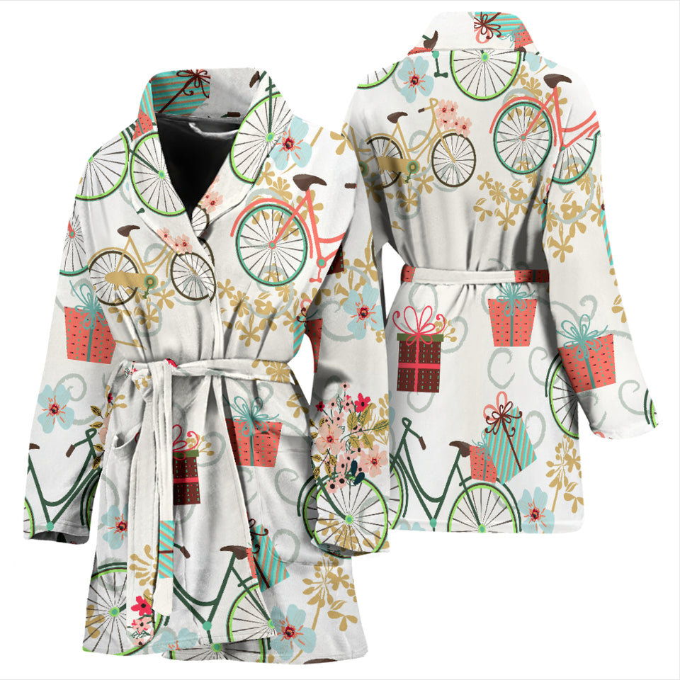 Bicycle Pattern Print Design 05 Women's Bathrobe