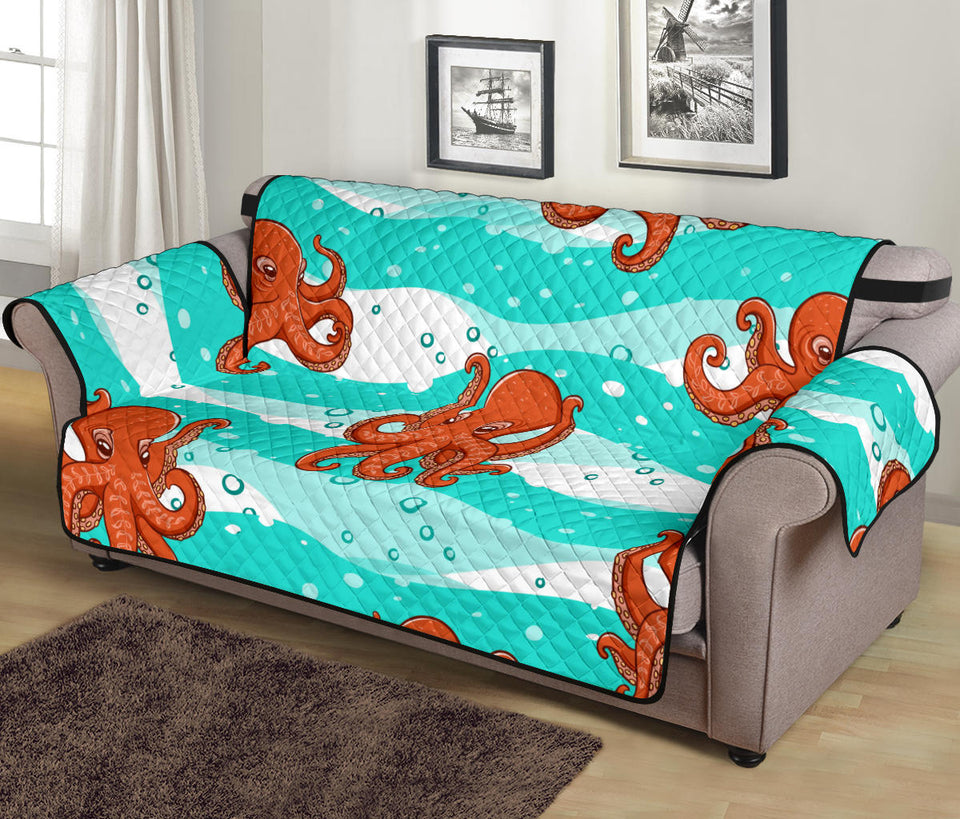Octopuses sea wave background Sofa Cover Protector