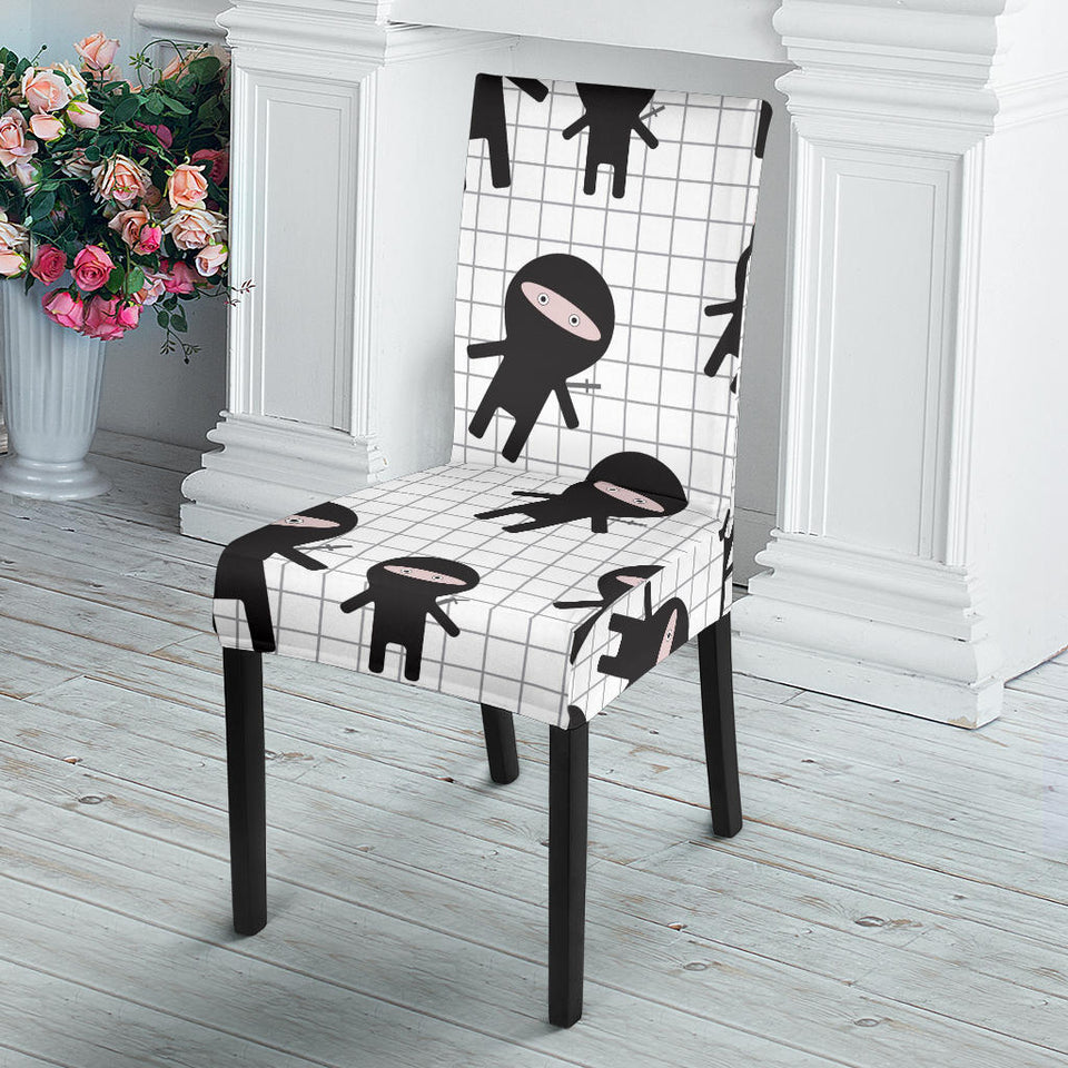 Ninja Pattern Plaid Background Dining Chair Slipcover