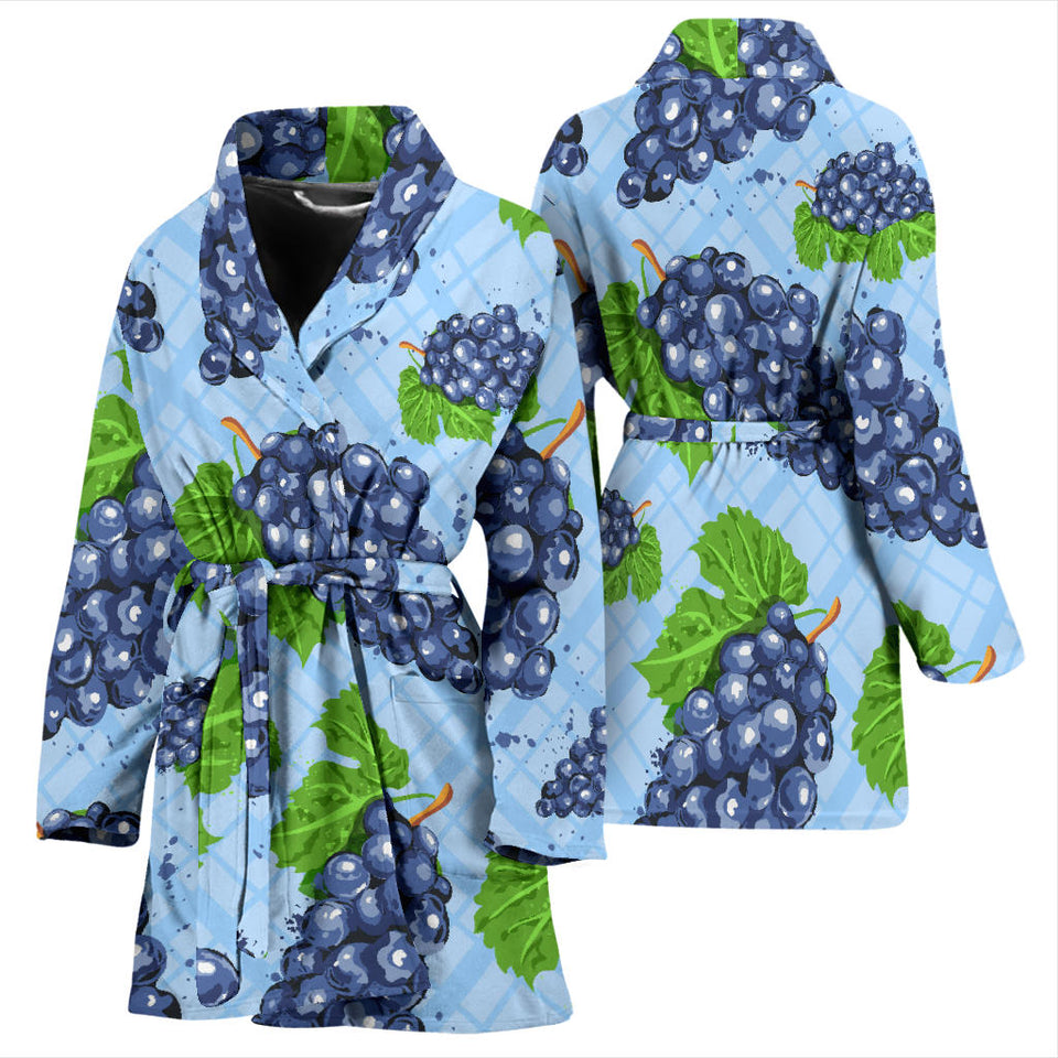 Watercolor Grape Pattern Women'S Bathrobe