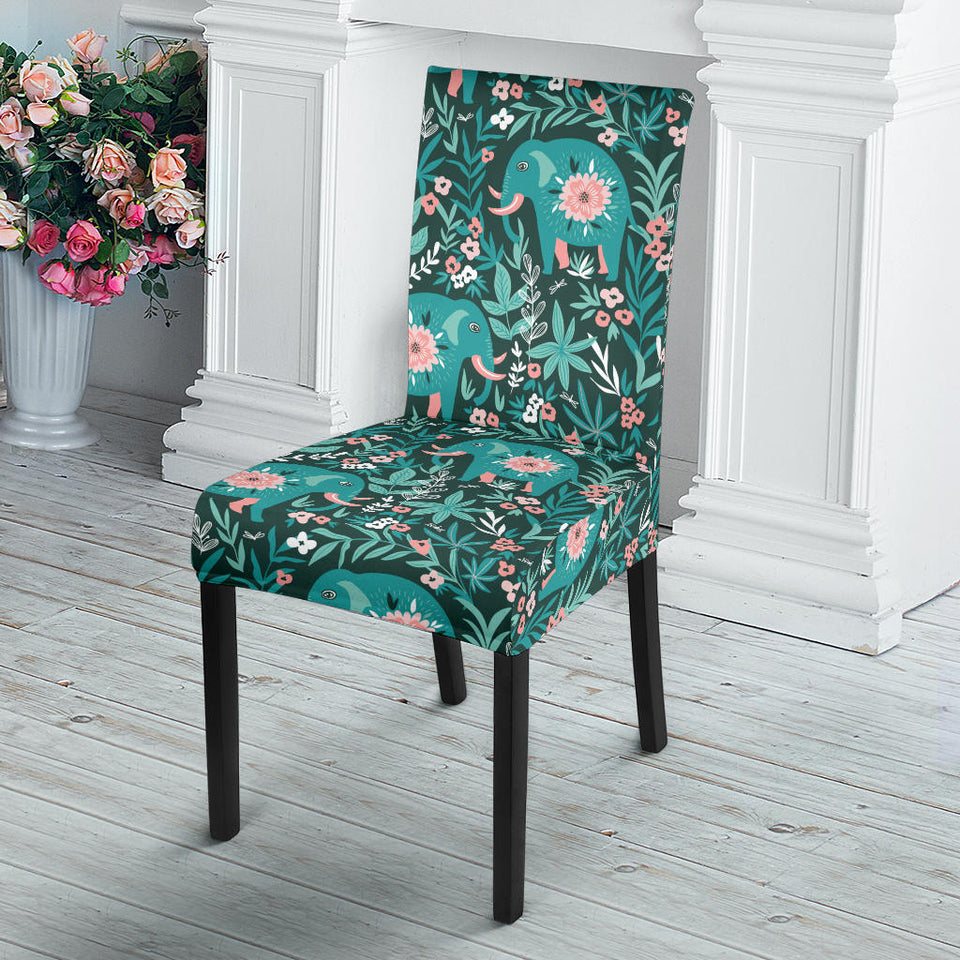 Elephants Jungle Pattern Dining Chair Slipcover