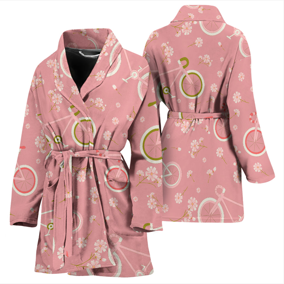 Bicycle Pattern Print Design 02 Women's Bathrobe