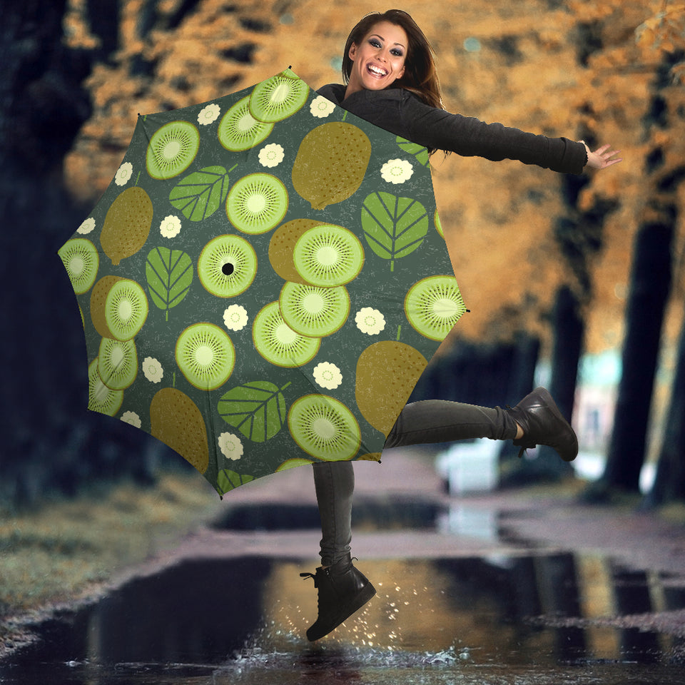 Whole Sliced Kiwi Leave And Flower Umbrella