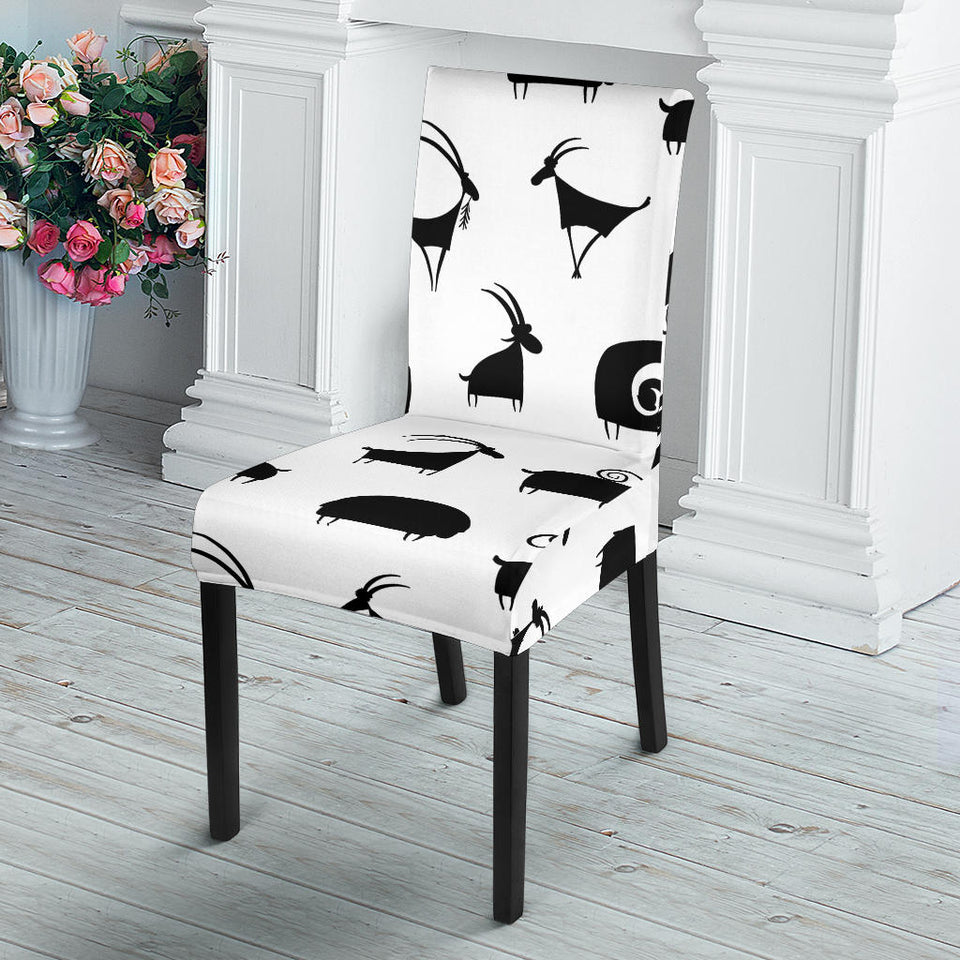 Goat Ram Pattern Dining Chair Slipcover