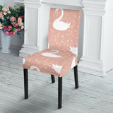 Swan Flower Light Pink Background Dining Chair Slipcover