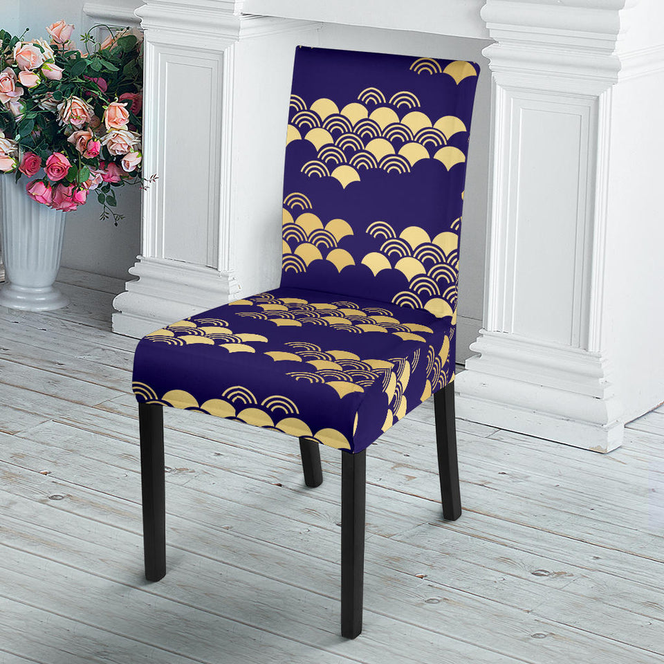 Beautiful Japanese Fan Pattern Dining Chair Slipcover