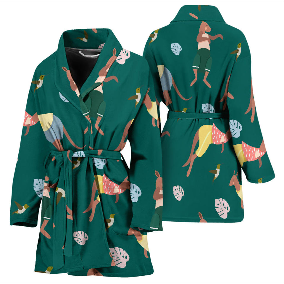 Kangaroo Leaves Pattern Women'S Bathrobe