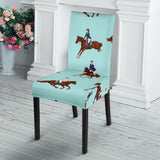 Horses Running Horses Rider Pattern Dining Chair Slipcover