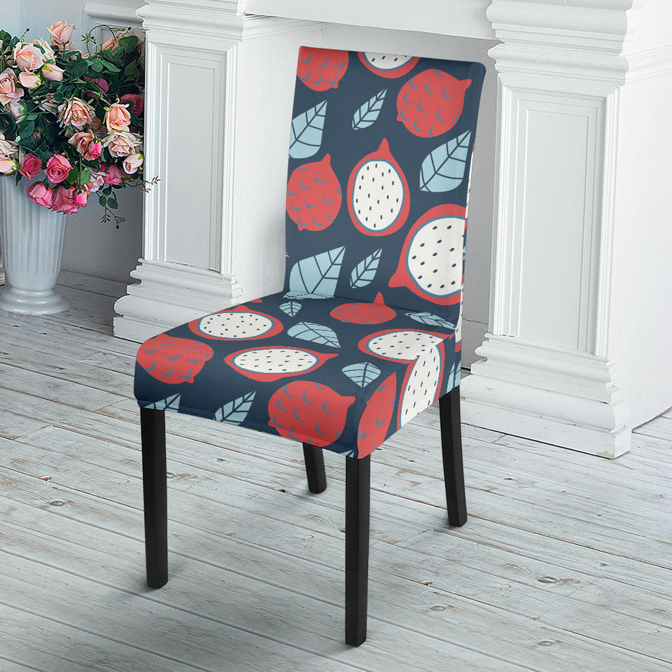 Dragon Fruits Dark Blue Background Dining Chair Slipcover