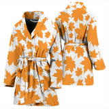Orange Maple Leaf Pattern Women'S Bathrobe