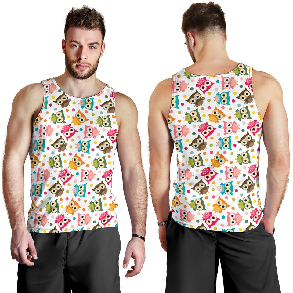 Color cute owl pattern Men Tank Top