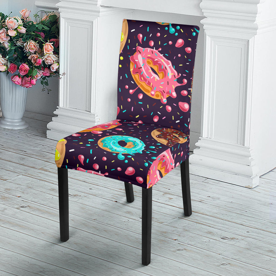 Colorful Donut Glaze Pattern Dining Chair Slipcover