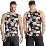 white swan blooming flower pattern Men Tank Top