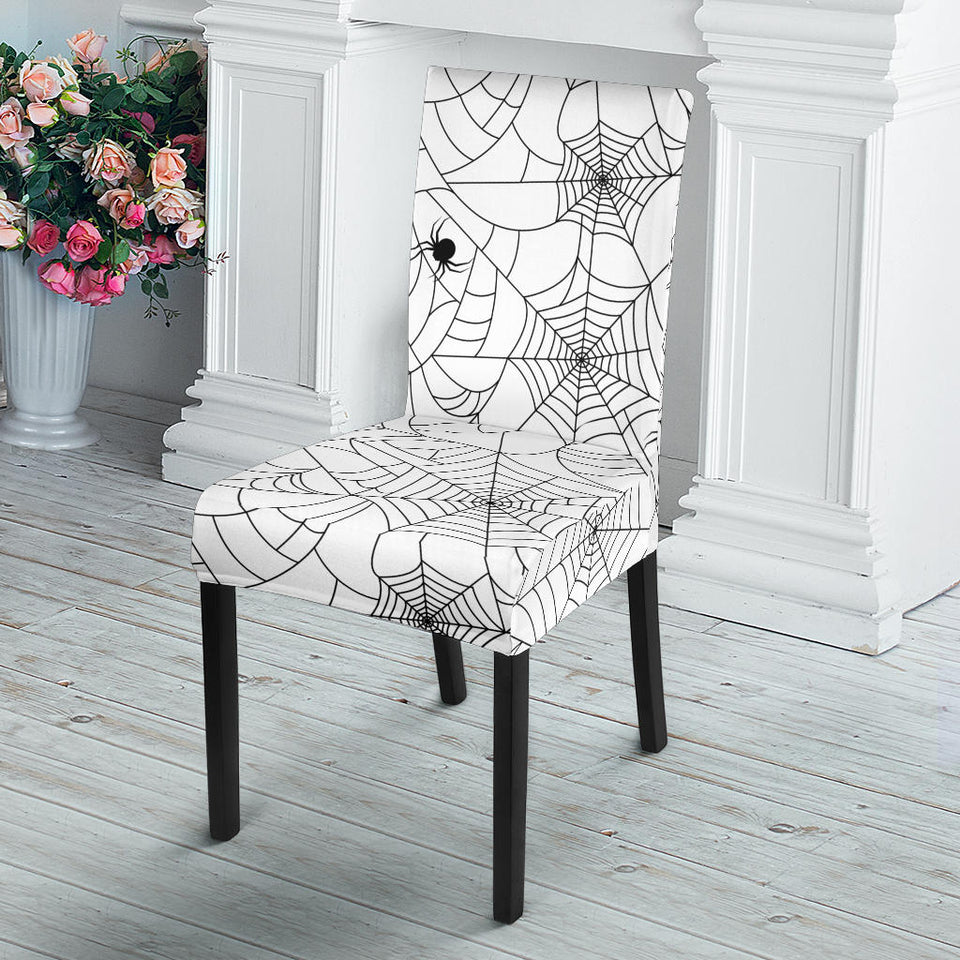 Spider Web Cobweb Pattern White Background Dining Chair Slipcover