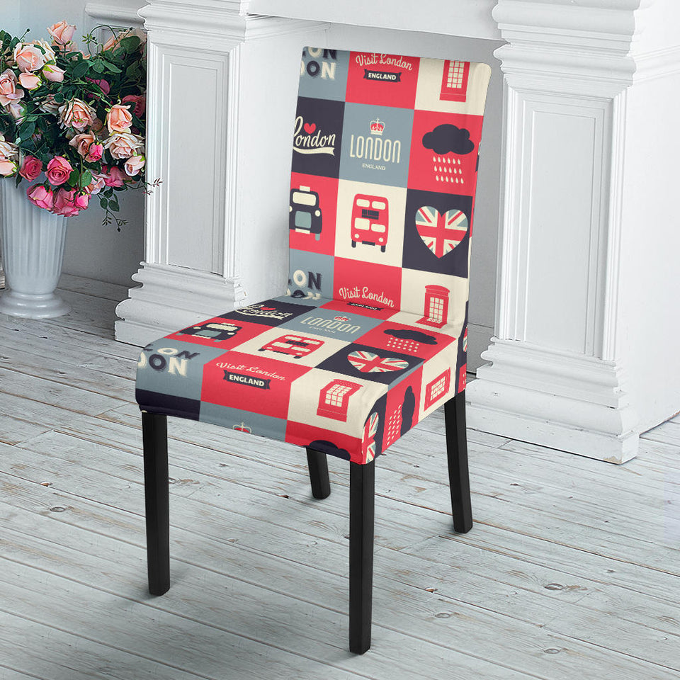 British Pattern Print Design 05 Dining Chair Slipcover