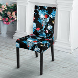 Skull Flower Roses Leave Pattern Dining Chair Slipcover