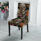 Skull Rose Humming Bird Flower Pattern Dining Chair Slipcover