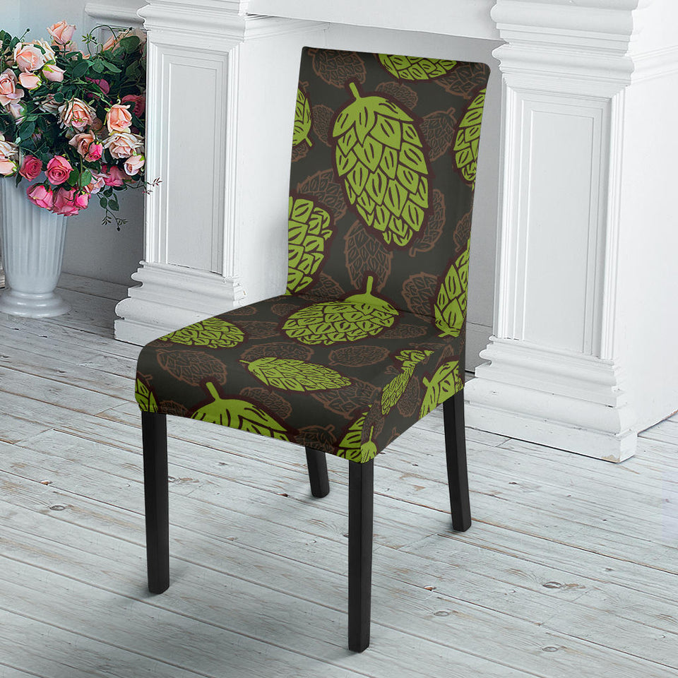 Hop Pattern Black Background Dining Chair Slipcover