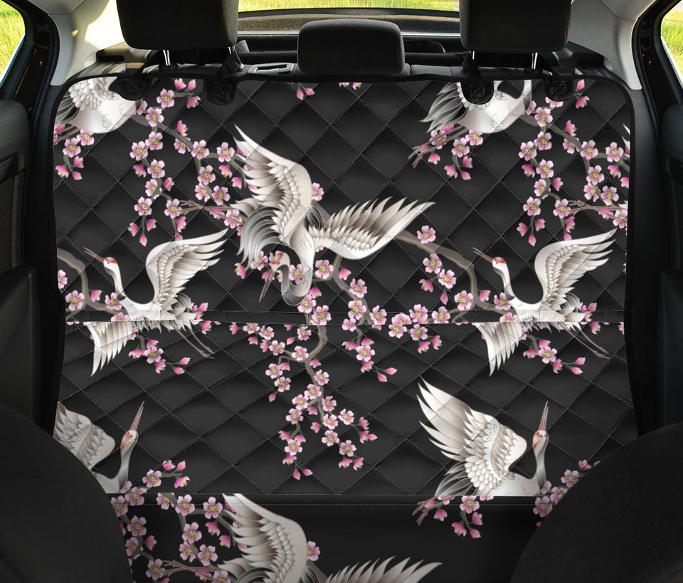 Japanese Crane Pink Sakura Pattern Dog Car Seat Covers