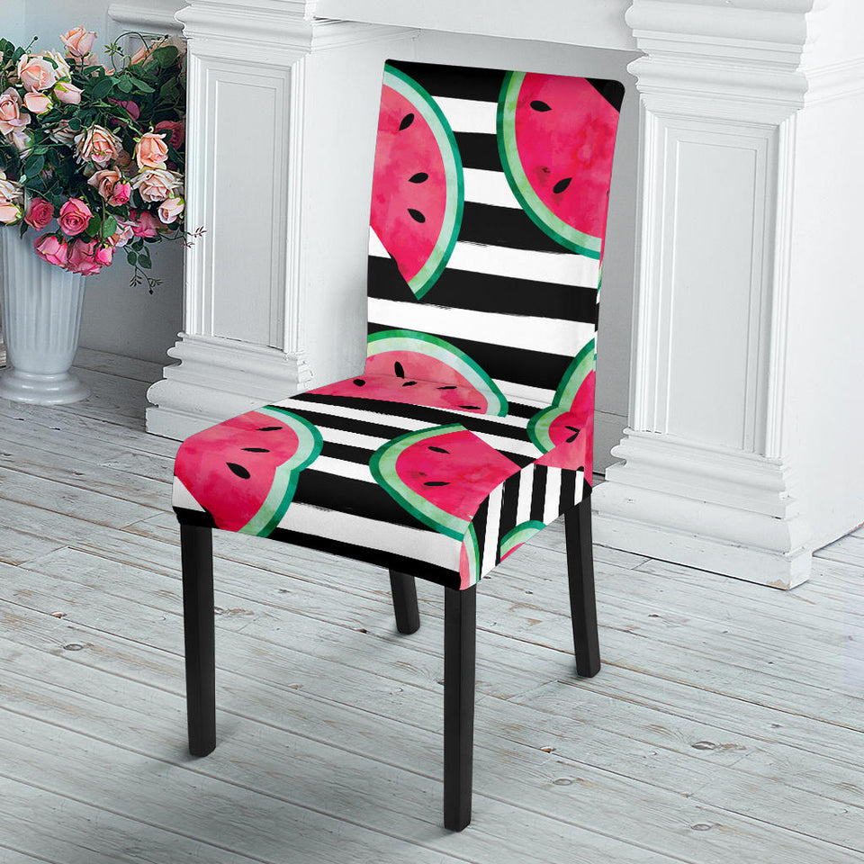 Watercolor Paint Textured Watermelon Pieces Dining Chair Slipcover