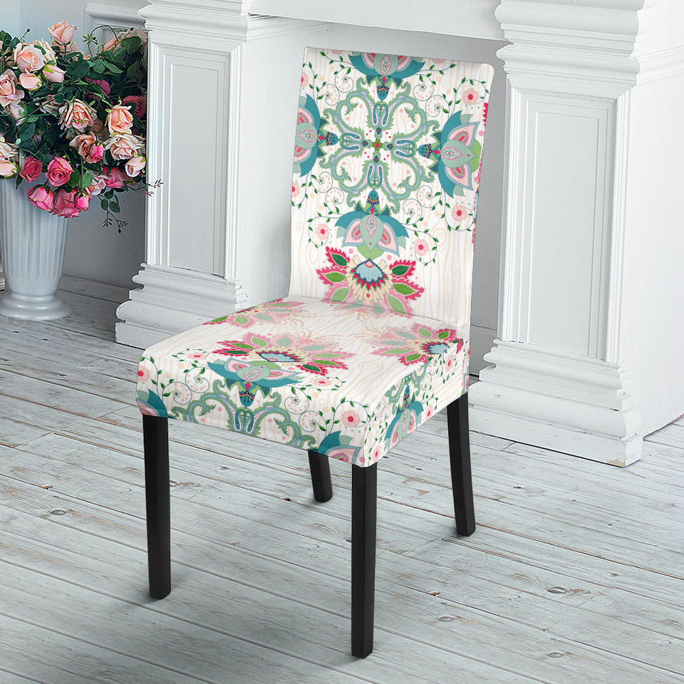Square Floral Indian Flower Pattern Dining Chair Slipcover