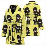 Cute Ninja Yellow Background Women'S Bathrobe
