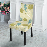 Seahorse Shell Starfish Pattern Background Dining Chair Slipcover