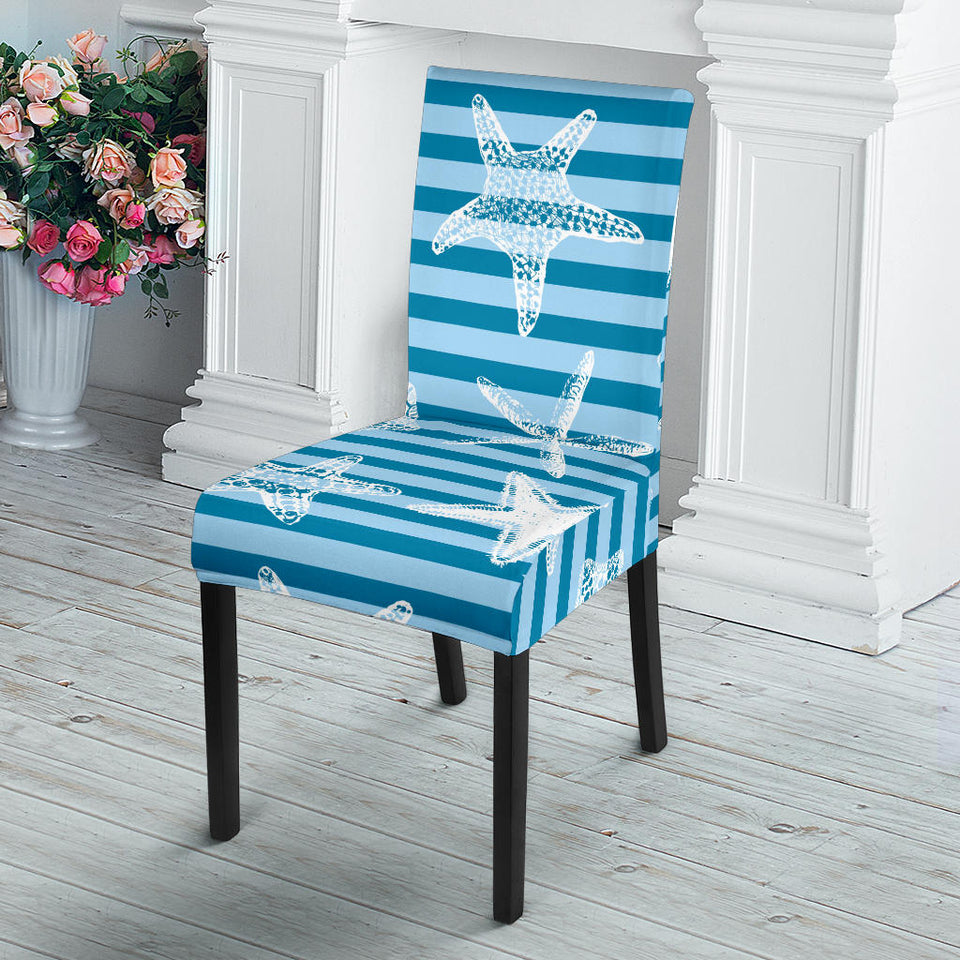 Starfish Blue Blackground Dining Chair Slipcover