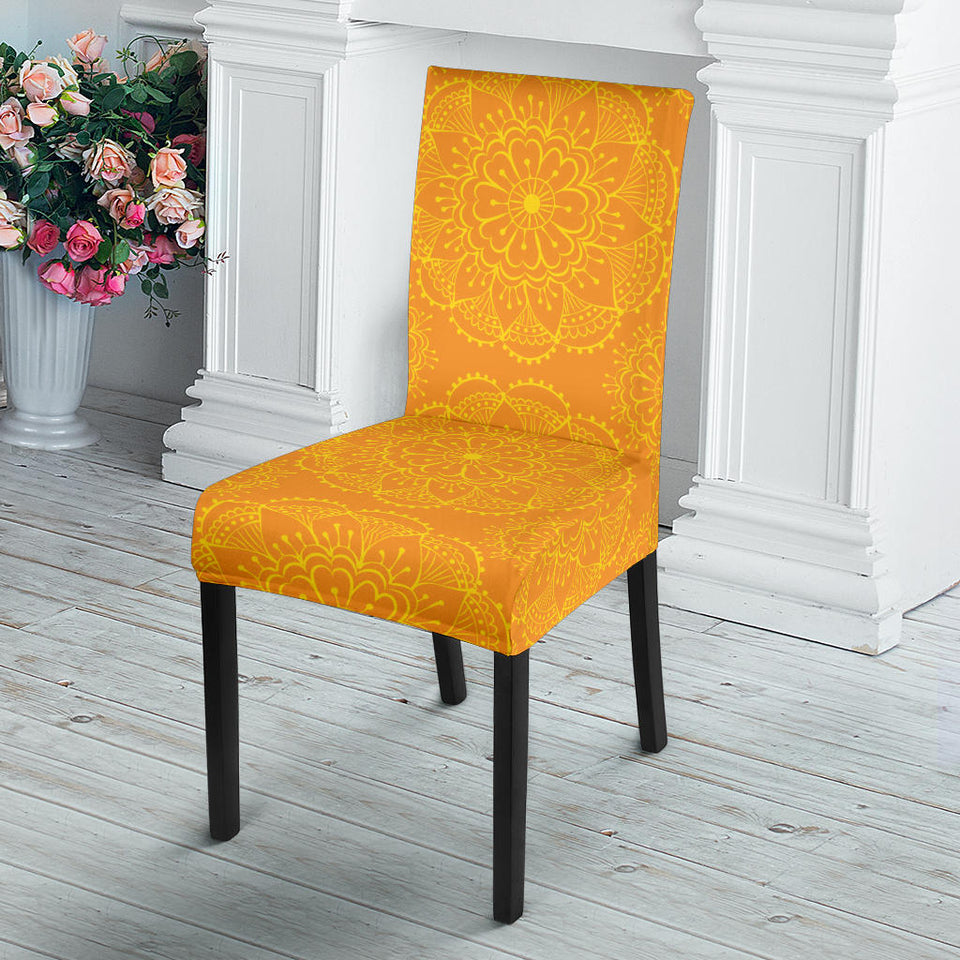 Orange Traditional Indian Element Pattern Dining Chair Slipcover