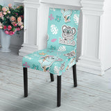 Cute Koalas Blue Background Pattern Dining Chair Slipcover