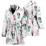 Cute Mermaid Dolphin Fish Starfish Pattern Women'S Bathrobe