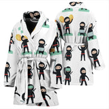 Cute Ninja Katana Sword Pattern Women'S Bathrobe