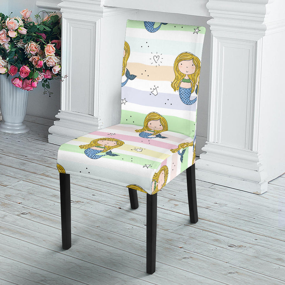 Cute Hand Drawn Mermaid Dining Chair Slipcover