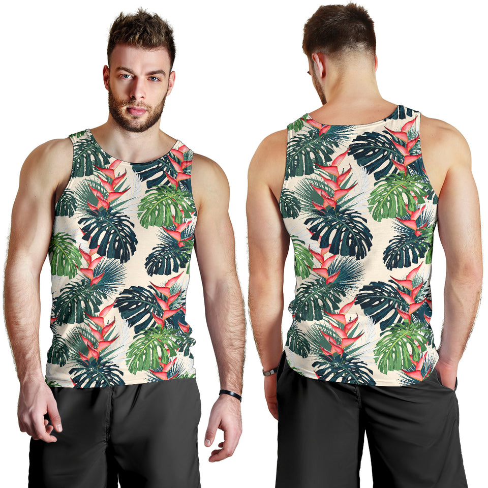 heliconia flowers, palm and monstera leaves Men Tank Top